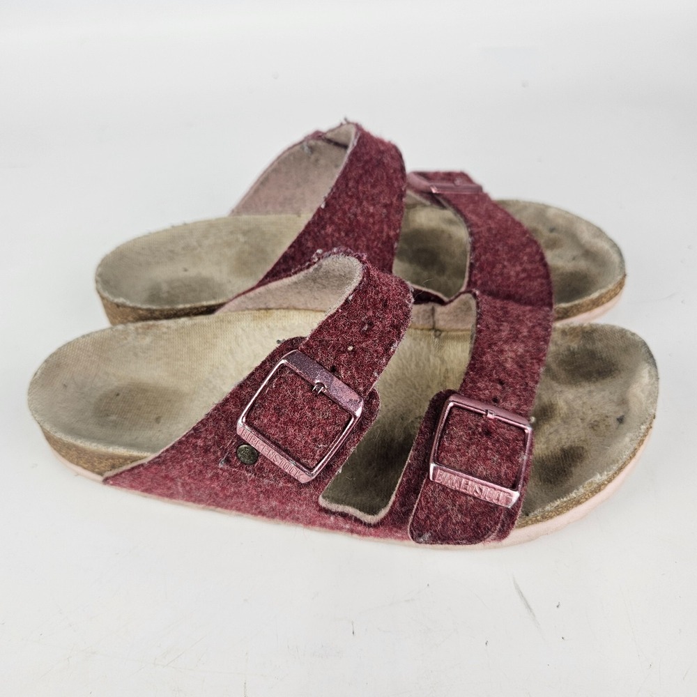 Birkenstock Arizona Rivet Burgundy Felt Wool Sandals Women's Size: 36 / 5